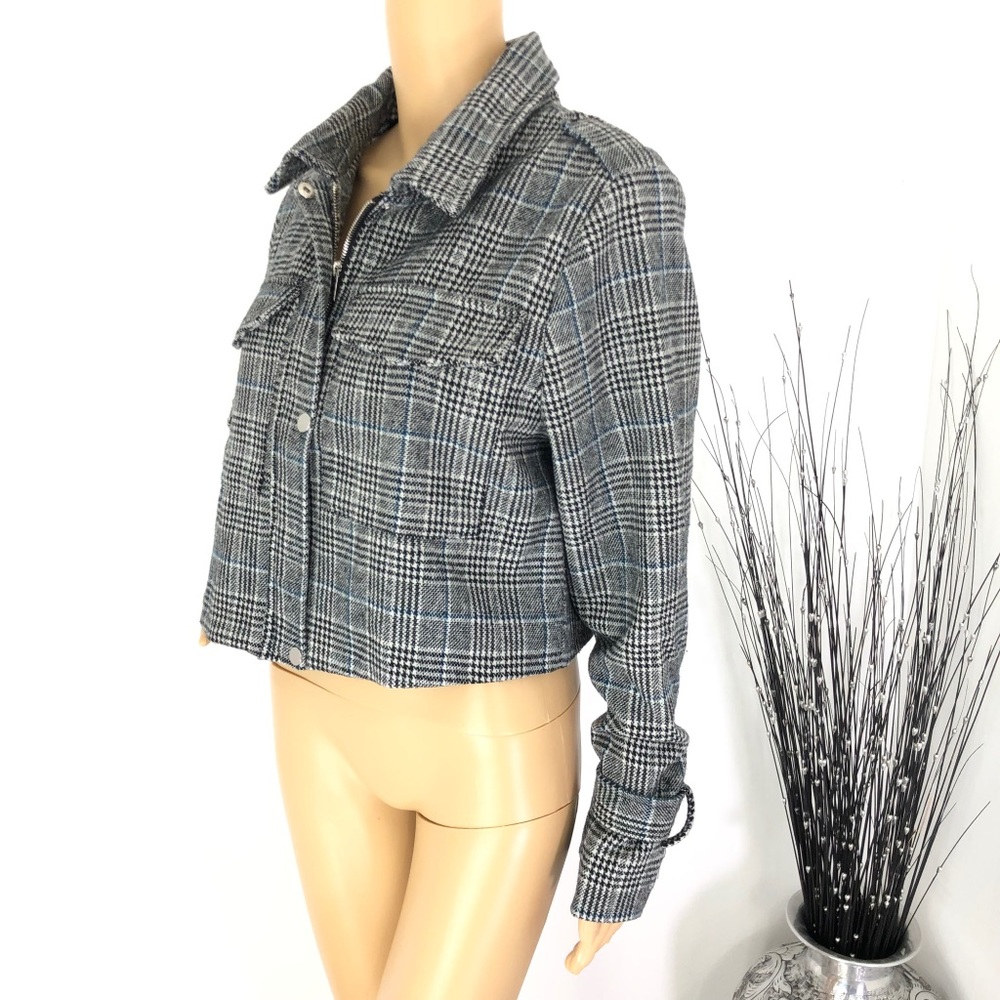 Stoosh Cropped Houndstooth Lined Jacket XL NWOT